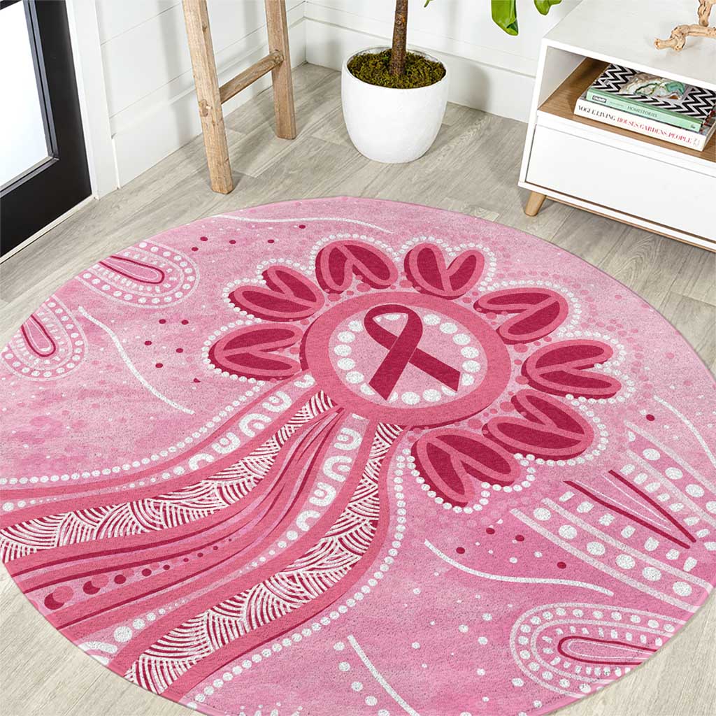 First Nation Aboriginal Dot Arts Round Carpet Think Pink - Aussie Hoodie