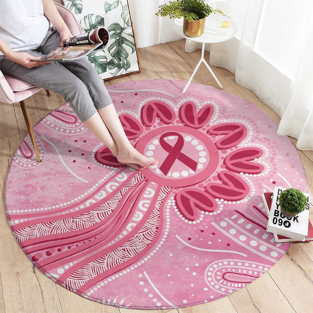 First Nation Aboriginal Dot Arts Round Carpet Think Pink - Aussie Hoodie