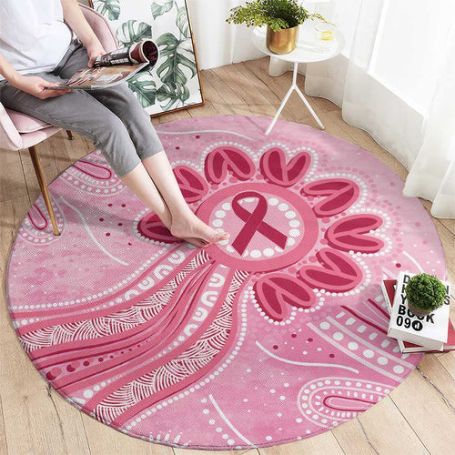 First Nation Aboriginal Dot Arts Round Carpet Think Pink - Aussie Hoodie