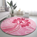 First Nation Aboriginal Dot Arts Round Carpet Think Pink - Aussie Hoodie
