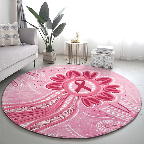 First Nation Aboriginal Dot Arts Round Carpet Think Pink - Aussie Hoodie