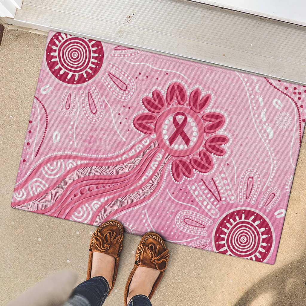First Nation Aboriginal Dot Arts Rubber Doormat Think Pink - Aussie Hoodie