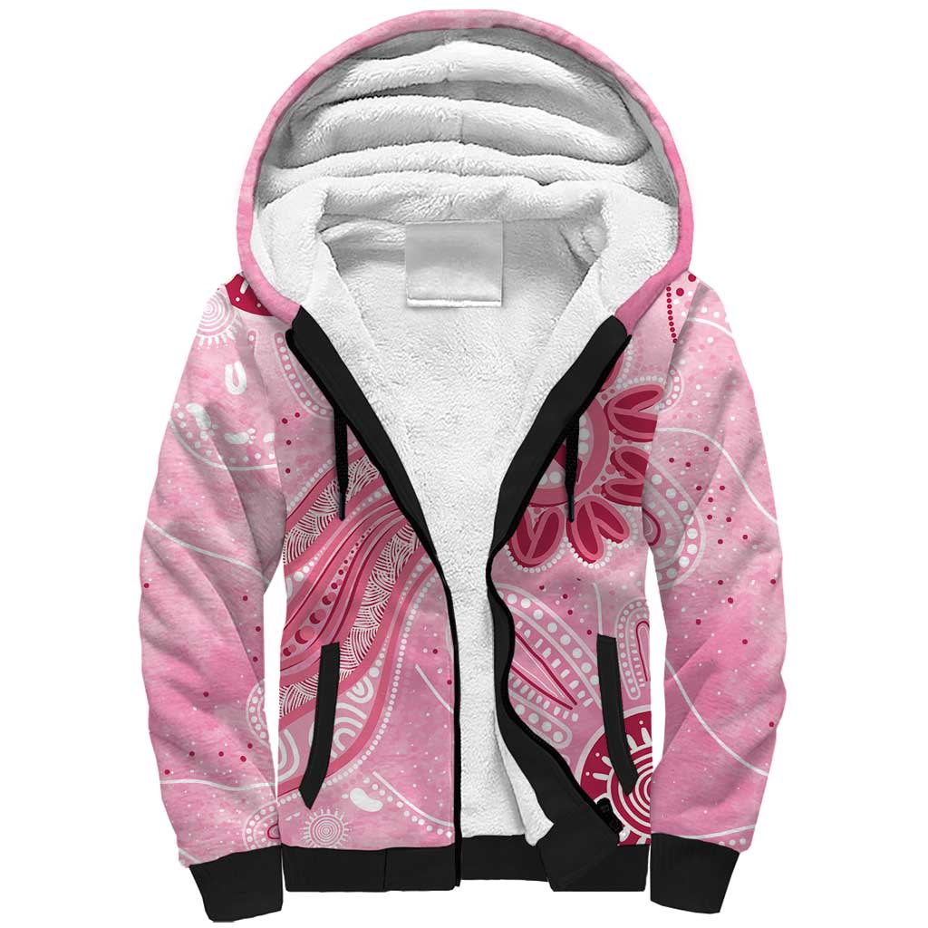 First Nation Aboriginal Dot Arts Sherpa Hoodie Think Pink - Aussie Hoodie
