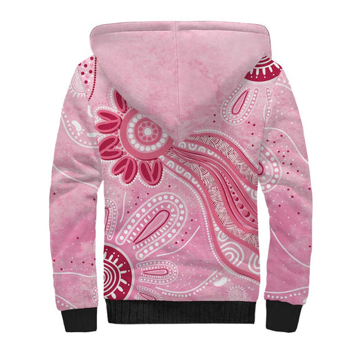 First Nation Aboriginal Dot Arts Sherpa Hoodie Think Pink - Aussie Hoodie