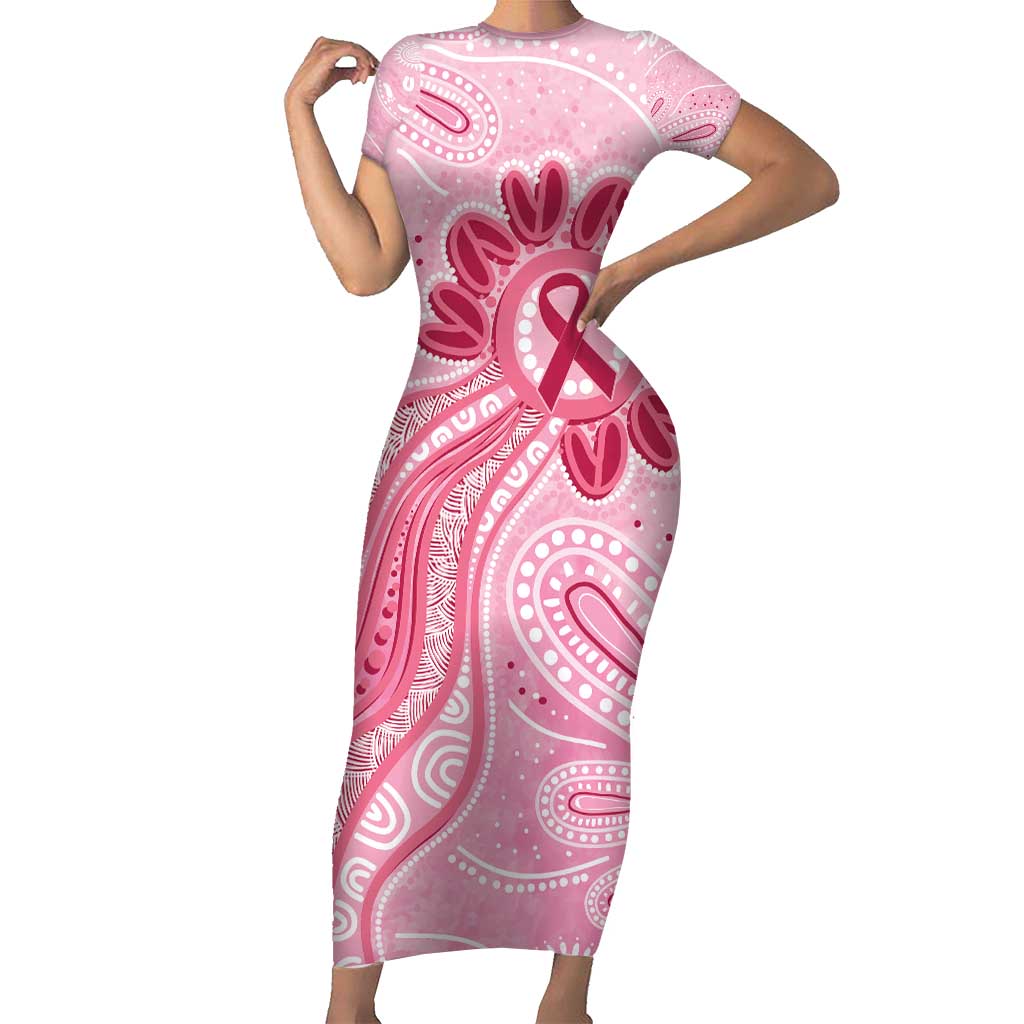 First Nation Aboriginal Dot Arts Short Sleeve Bodycon Dress Think Pink - Aussie Hoodie