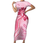First Nation Aboriginal Dot Arts Short Sleeve Bodycon Dress Think Pink - Aussie Hoodie