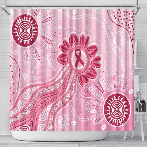 First Nation Aboriginal Dot Arts Shower Curtain Think Pink - Aussie Hoodie