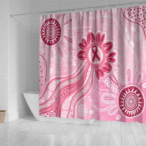 First Nation Aboriginal Dot Arts Shower Curtain Think Pink - Aussie Hoodie