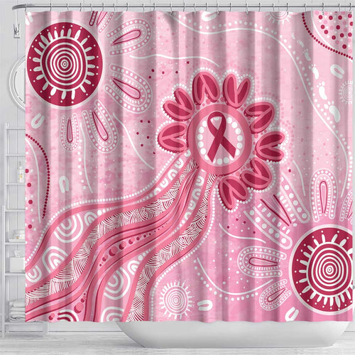 First Nation Aboriginal Dot Arts Shower Curtain Think Pink - Aussie Hoodie
