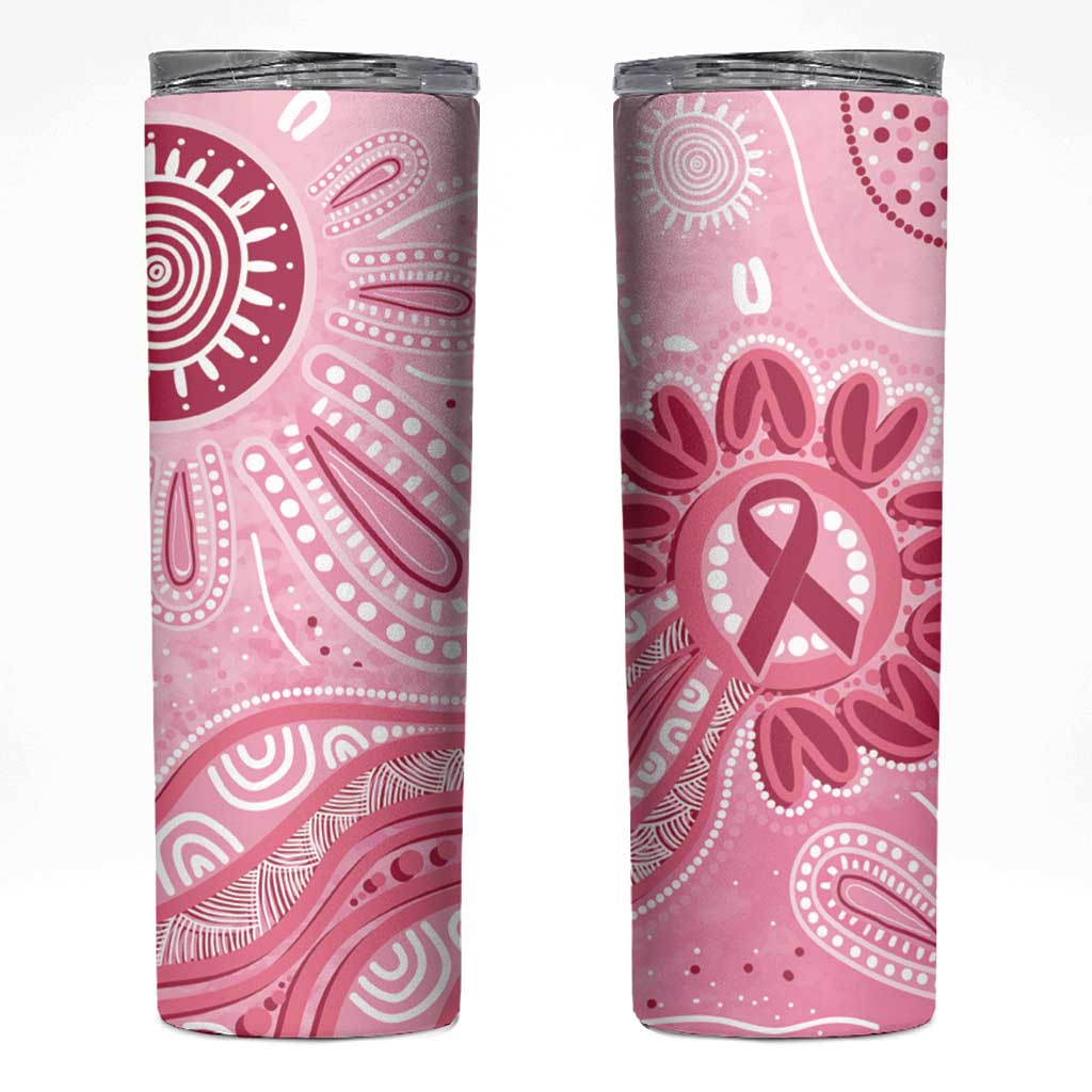 First Nation Aboriginal Dot Arts Skinny Tumbler Think Pink - Aussie Hoodie