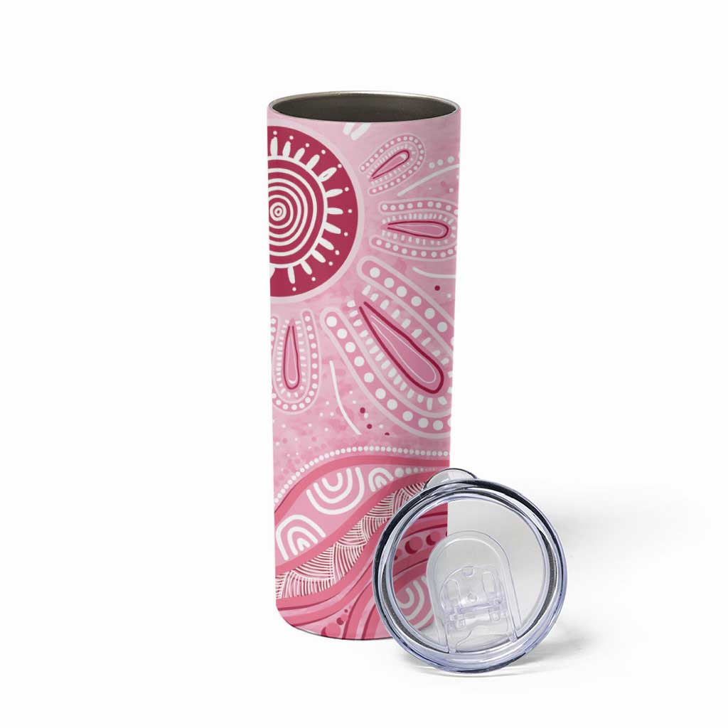First Nation Aboriginal Dot Arts Skinny Tumbler Think Pink - Aussie Hoodie