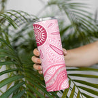 First Nation Aboriginal Dot Arts Skinny Tumbler Think Pink - Aussie Hoodie