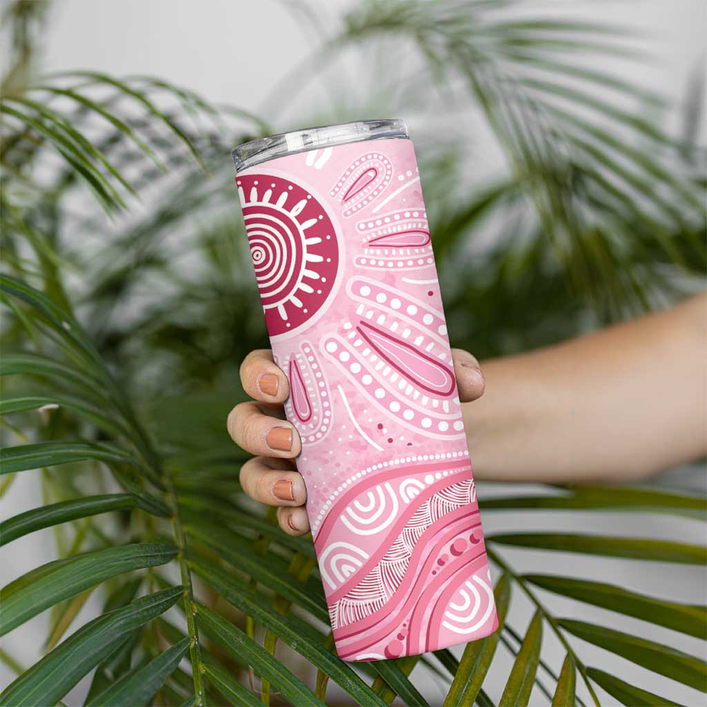 First Nation Aboriginal Dot Arts Skinny Tumbler Think Pink - Aussie Hoodie