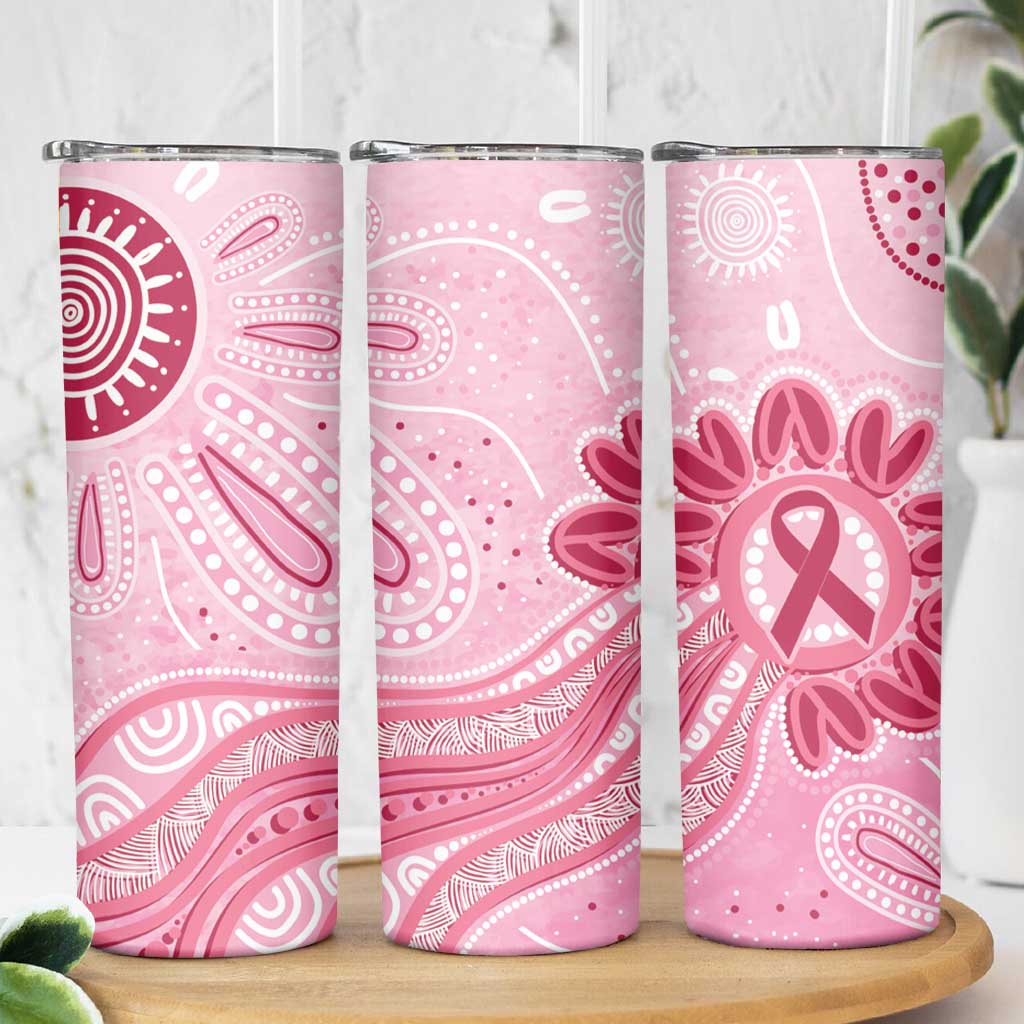 First Nation Aboriginal Dot Arts Skinny Tumbler Think Pink - Aussie Hoodie