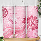 First Nation Aboriginal Dot Arts Skinny Tumbler Think Pink - Aussie Hoodie