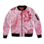 First Nation Aboriginal Dot Arts Sleeve Zip Bomber Jacket Think Pink - Aussie Hoodie