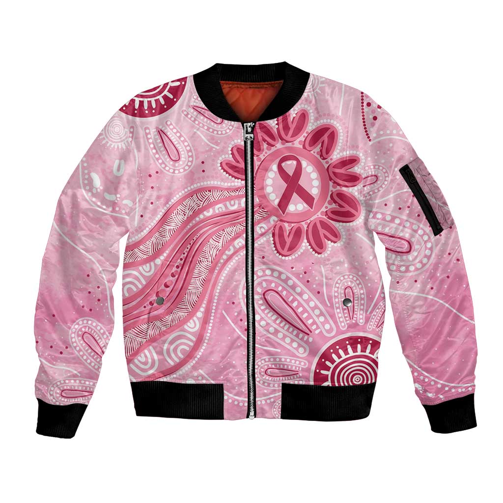 First Nation Aboriginal Dot Arts Sleeve Zip Bomber Jacket Think Pink - Aussie Hoodie