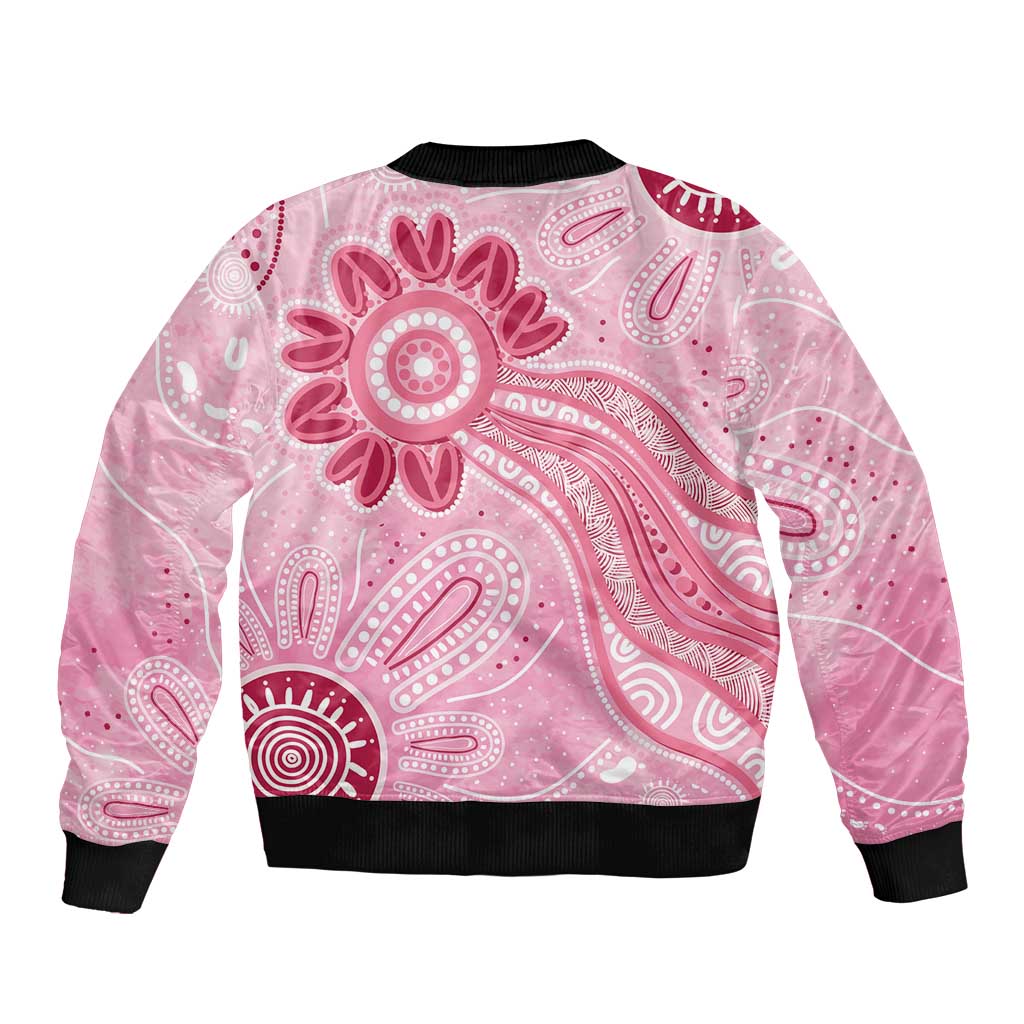 First Nation Aboriginal Dot Arts Sleeve Zip Bomber Jacket Think Pink - Aussie Hoodie