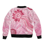 First Nation Aboriginal Dot Arts Sleeve Zip Bomber Jacket Think Pink - Aussie Hoodie