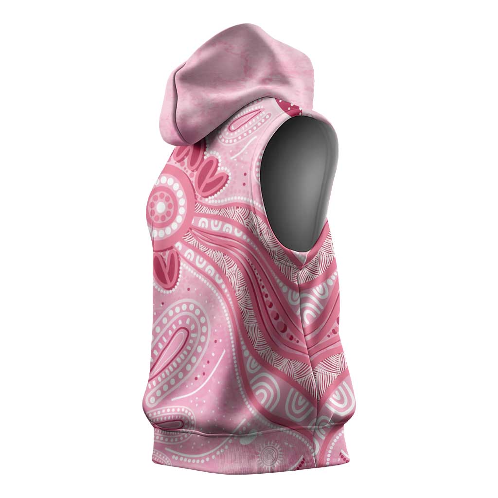 First Nation Aboriginal Dot Arts Sleeveless Hoodie Think Pink - Aussie Hoodie