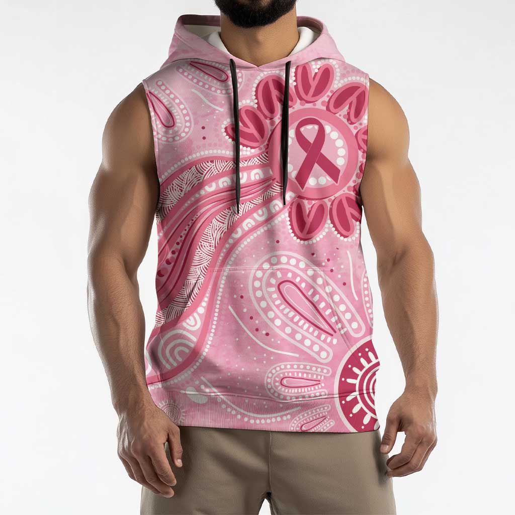 First Nation Aboriginal Dot Arts Sleeveless Hoodie Think Pink - Aussie Hoodie