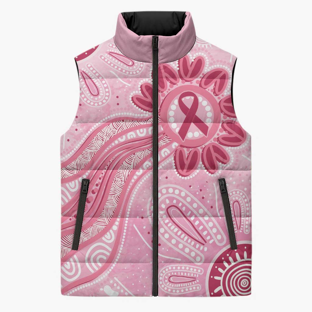 First Nation Aboriginal Dot Arts Sleeveless Puffer Jacket Think Pink - Aussie Hoodie