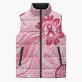 First Nation Aboriginal Dot Arts Sleeveless Puffer Jacket Think Pink - Aussie Hoodie