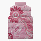 First Nation Aboriginal Dot Arts Sleeveless Puffer Jacket Think Pink - Aussie Hoodie
