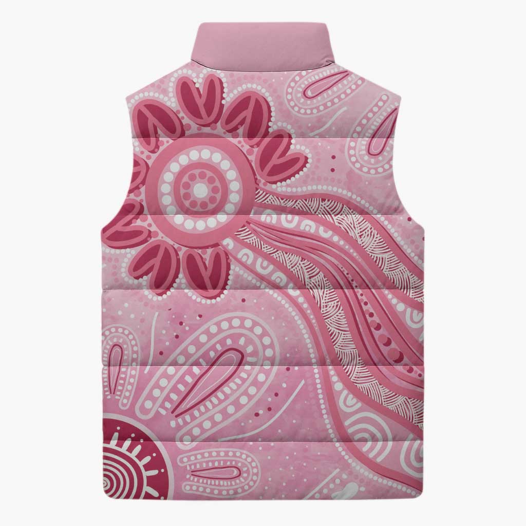 First Nation Aboriginal Dot Arts Sleeveless Puffer Jacket Think Pink - Aussie Hoodie