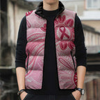 First Nation Aboriginal Dot Arts Sleeveless Puffer Jacket Think Pink - Aussie Hoodie
