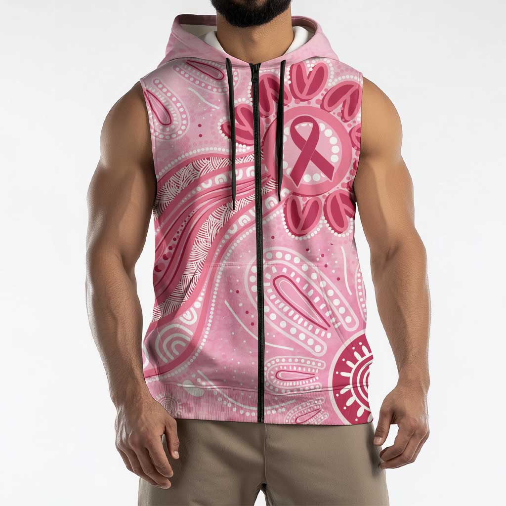 First Nation Aboriginal Dot Arts Sleeveless Zip Hoodie Think Pink LT7