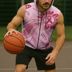 First Nation Aboriginal Dot Arts Sleeveless Zip Hoodie Think Pink LT7