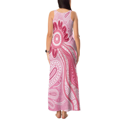 First Nation Aboriginal Dot Arts Tank Maxi Dress Think Pink - Aussie Hoodie