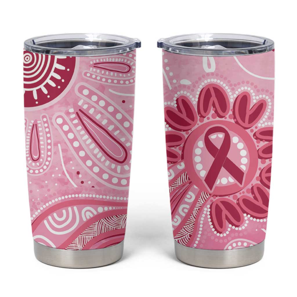 First Nation Aboriginal Dot Arts Tumbler Cup Think Pink - Aussie Hoodie