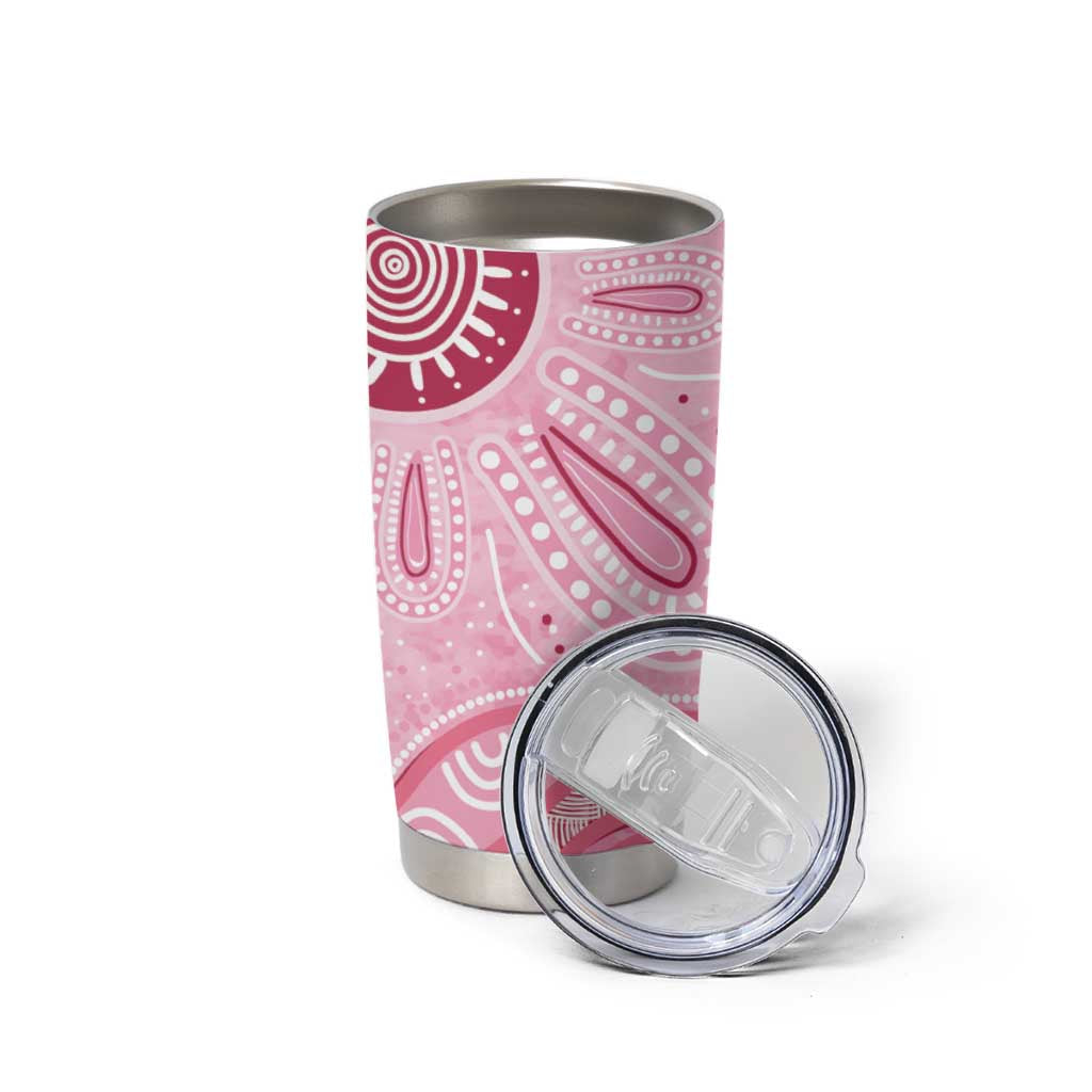 First Nation Aboriginal Dot Arts Tumbler Cup Think Pink - Aussie Hoodie