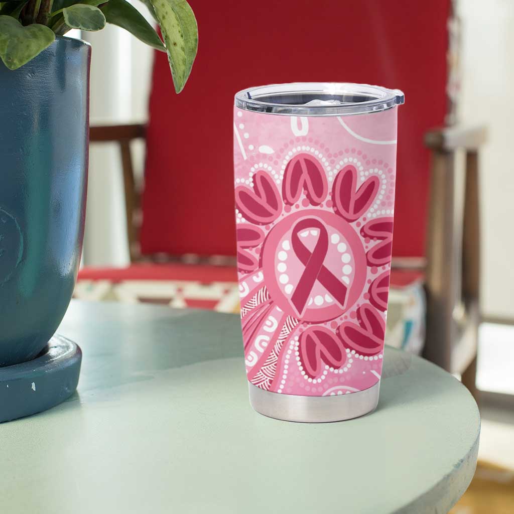 First Nation Aboriginal Dot Arts Tumbler Cup Think Pink - Aussie Hoodie