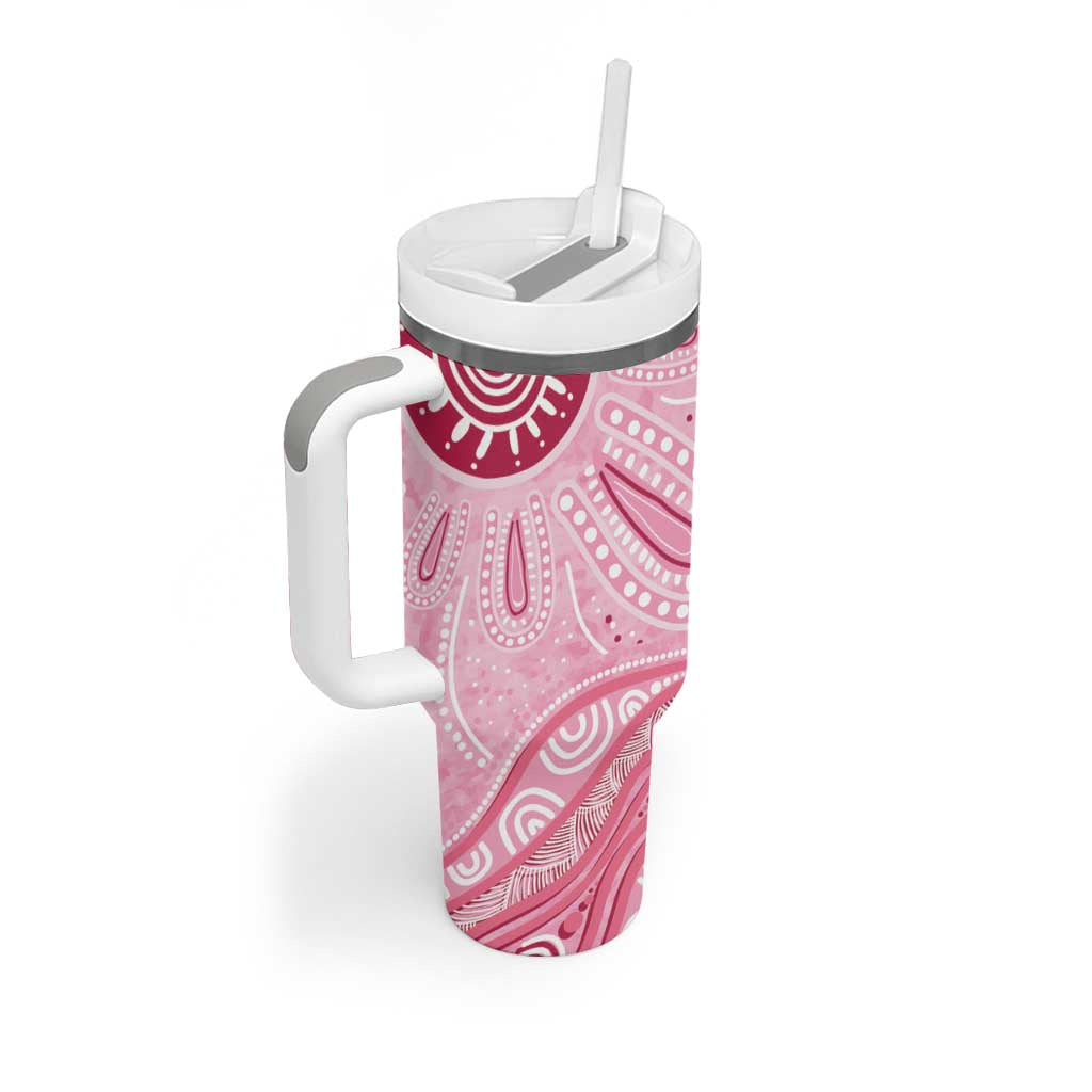 First Nation Aboriginal Dot Arts Tumbler With Handle Think Pink - Aussie Hoodie