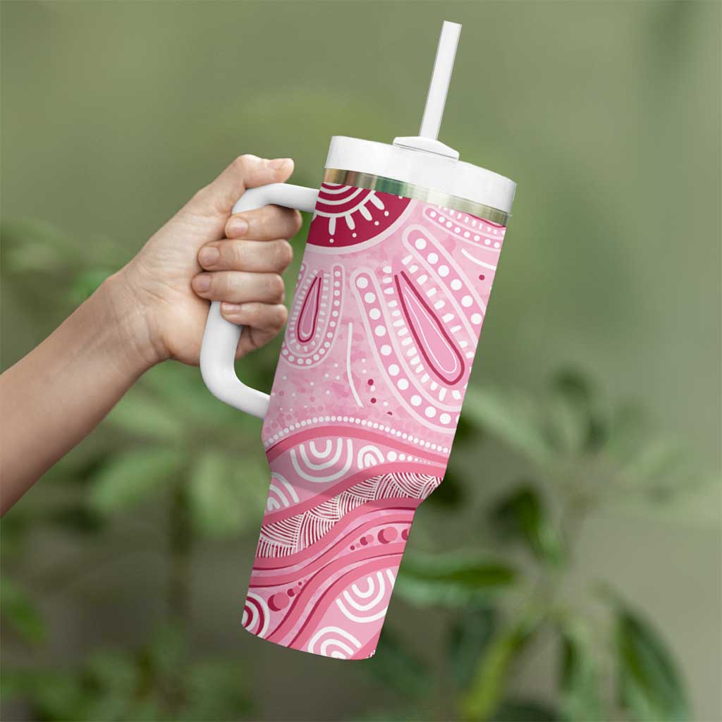 First Nation Aboriginal Dot Arts Tumbler With Handle Think Pink - Aussie Hoodie