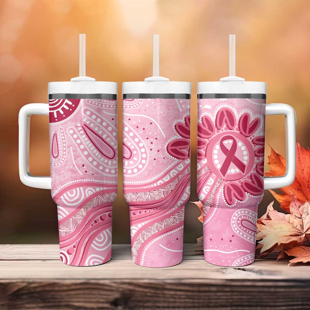 First Nation Aboriginal Dot Arts Tumbler With Handle Think Pink - Aussie Hoodie