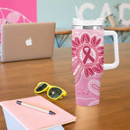 First Nation Aboriginal Dot Arts Tumbler With Handle Think Pink - Aussie Hoodie
