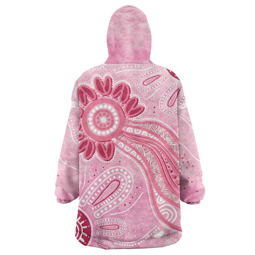 First Nation Aboriginal Dot Arts Wearable Blanket Hoodie Think Pink - Aussie Hoodie