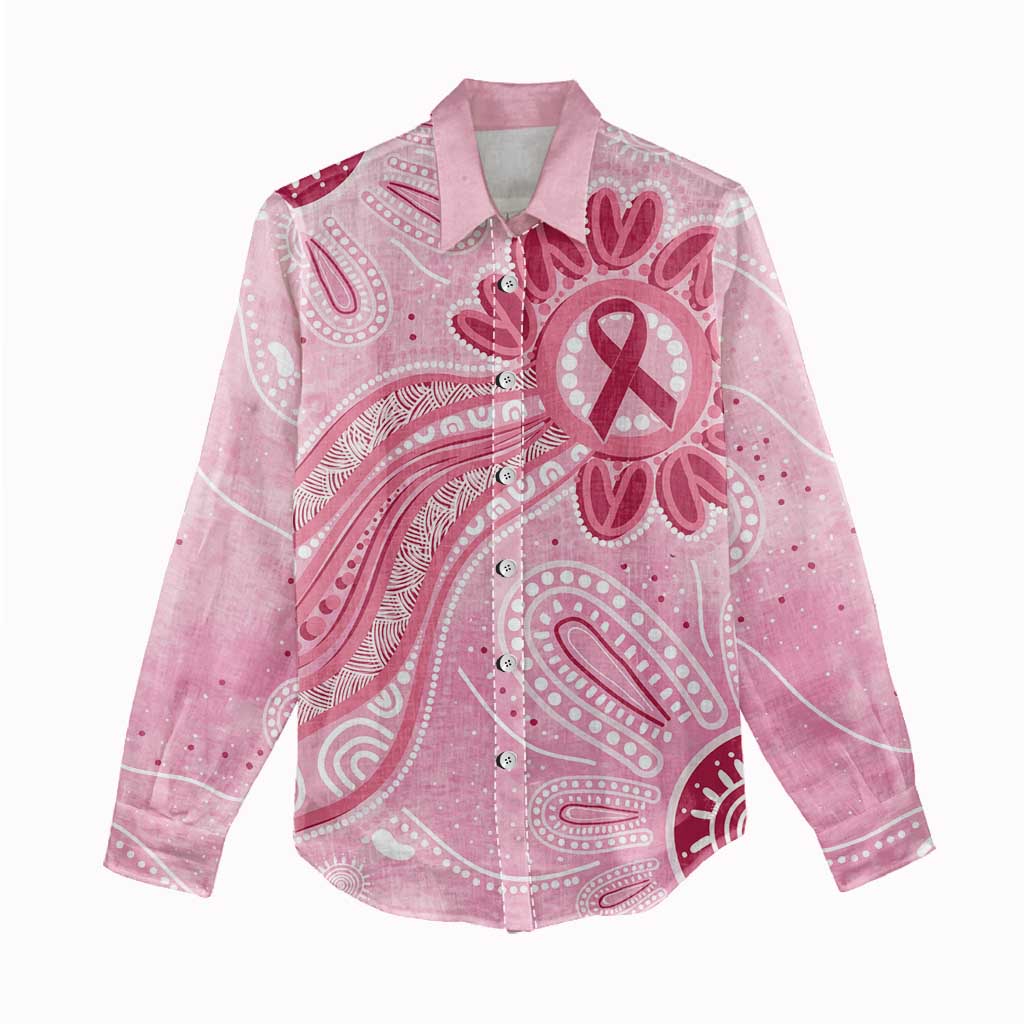 First Nation Aboriginal Dot Arts Women Casual Shirt Think Pink - Aussie Hoodie