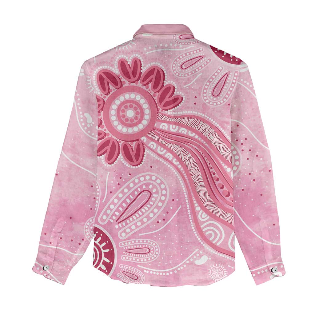 First Nation Aboriginal Dot Arts Women Casual Shirt Think Pink - Aussie Hoodie