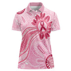 First Nation Aboriginal Dot Arts Women Polo Shirt Think Pink - Aussie Hoodie