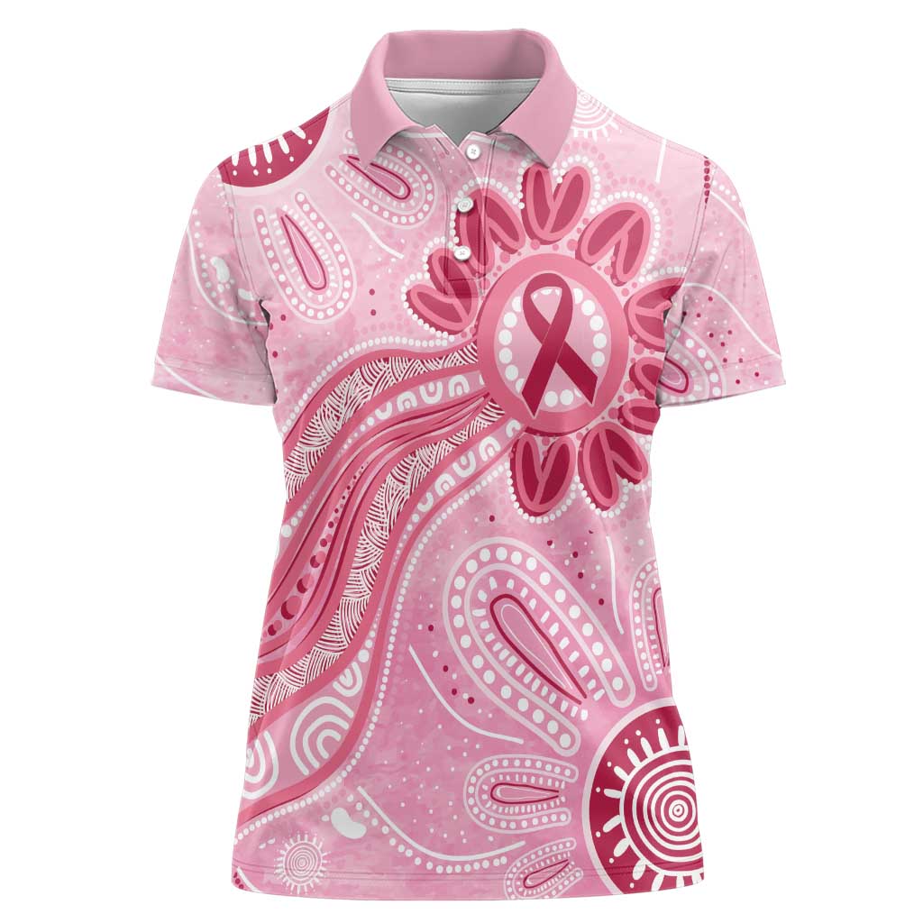 First Nation Aboriginal Dot Arts Women Polo Shirt Think Pink - Aussie Hoodie