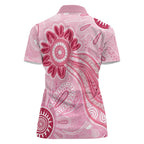First Nation Aboriginal Dot Arts Women Polo Shirt Think Pink - Aussie Hoodie