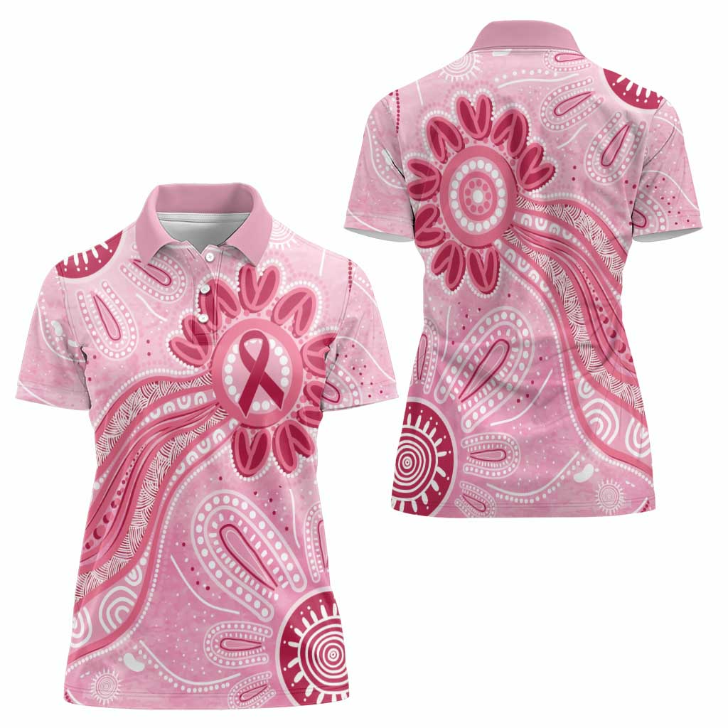 First Nation Aboriginal Dot Arts Women Polo Shirt Think Pink - Aussie Hoodie