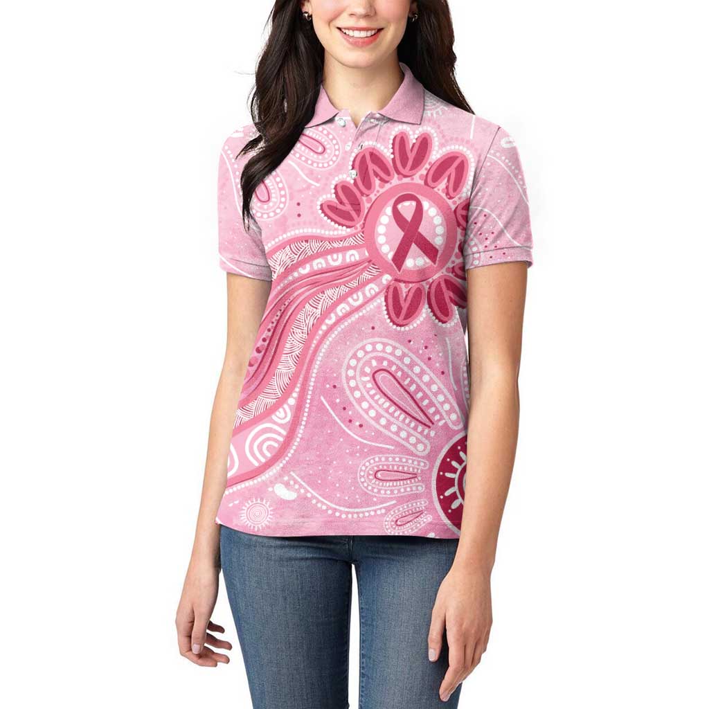 First Nation Aboriginal Dot Arts Women Polo Shirt Think Pink - Aussie Hoodie