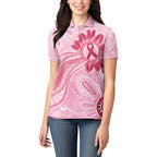 First Nation Aboriginal Dot Arts Women Polo Shirt Think Pink - Aussie Hoodie