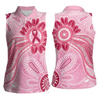 First Nation Aboriginal Dot Arts Women Sleeveless Polo Shirt Think Pink - Aussie Hoodie